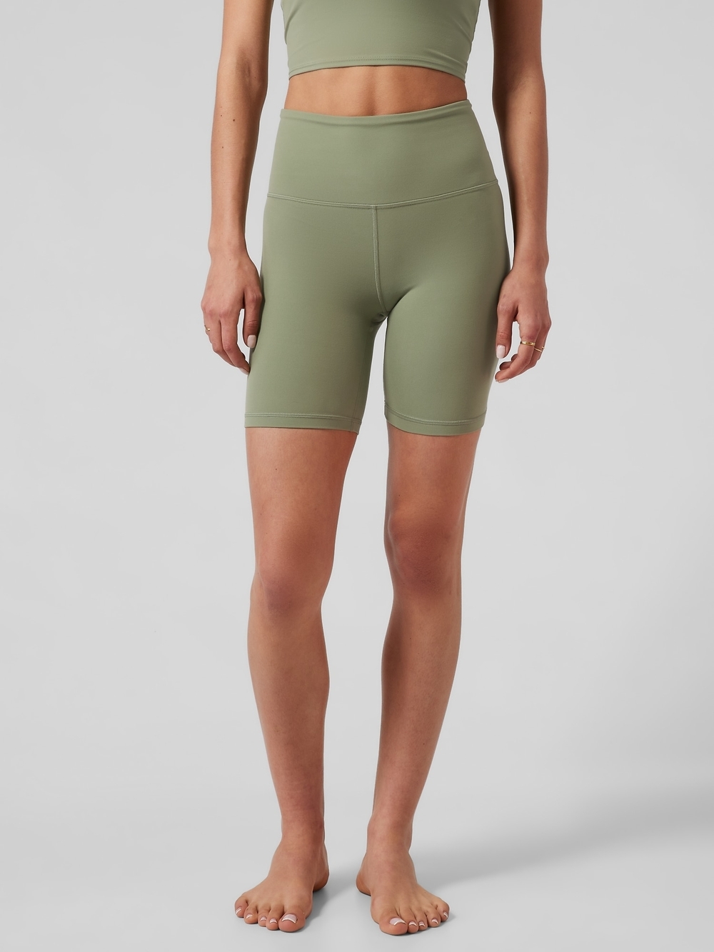 Athleta High-Rise Olive Green Bike Shorts Size S
